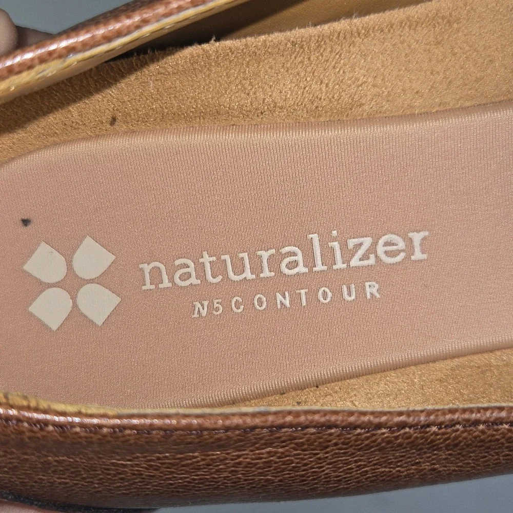 Naturalizer Coretta Women Brown Leather Block‎ Heel Loafer N5 Contour Size 9M